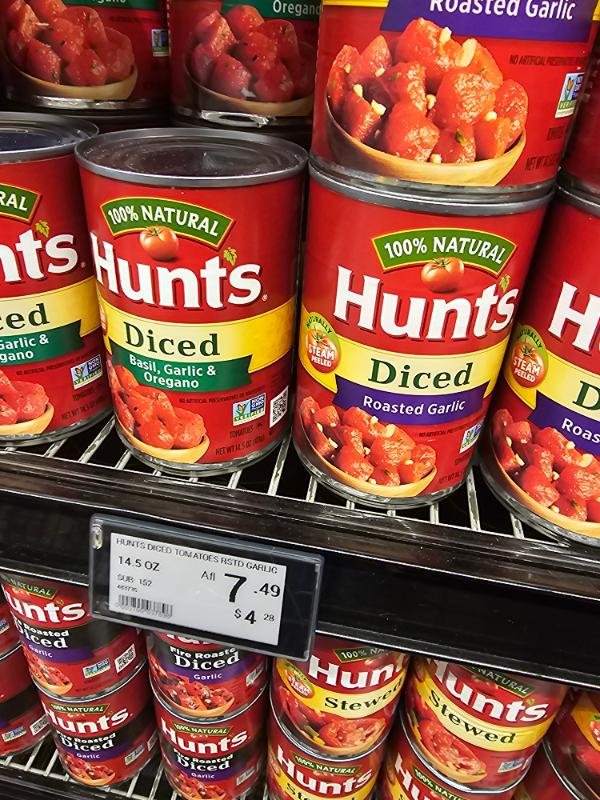 Hunts Diced Tomatoes Roasted Garlic